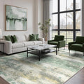 GENIMO Abstract Area Rug 9x12, Washable Large Modern Rug Non Slip, Low Pile Lightweight Soft Carpet for Living Room, Bedroom, Dining Room, Light Green