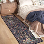 Rugcomf Runner Rug 2x6 Vibrant Tree of Life-Patterned Vintage Kitchen Rugs Non Slip Washable Soft Carpet Runner for Laundry Bedroom Bathroom, Blue