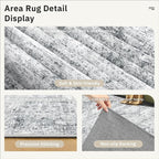 3x5 Rug, Small Area for Kitchen, Entryway, Machine Washable Non-Slip Throw Rug, Vintage Carpet for Nursery Coffee Table Grey
