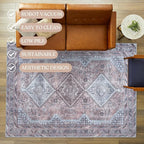 Washable Area Rug. Modern Farmhouse. Vintage. Turkish. Bohemian. Distressed. Oriental. Traditional. Rugs for Living Room. Dining. Bedroom. Office. Entryway. Foyer. (863BM, 9' x 12')
