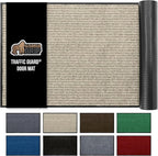 GORILLA GRIP Waterproof Traffic Guard Door Mat, 35x23, Heavy Duty Entryway Mats, Strong Rubber Back Commercial Utility Rugs for Office Hallway, Garage Floor and Home, Low Profile Carpet Runner, Beige