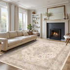 vivorug 8x10 Neutral Area Rugs for Living Room, Non-Slip Backing Washable Rug 8x10, Beige Large Area Rug Soft Carpet for Bedroom Dining Room, Vintage, Easy Clean, Durable, Low Pile Rug Under Table