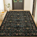 DUKINO 4x6 Rugs for Living Room, Lightweight Non Slip Washable Rug with Low Pile Design, Vintage Floral Non-Shedding Soft Carpet for Living Room, Bedroom, Farmhouse, Office, Bathroom, Black