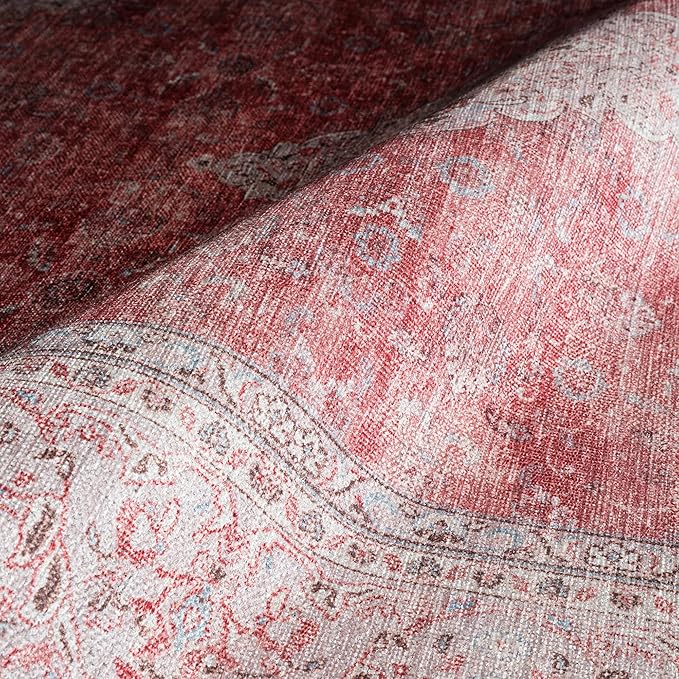 Fame Rugs Turkish Rug. Washable Vintage Oriental Antique Inspired Traditional Doormat Small Modern Area Rugs Luxury Entryway Entry Bedroom Bathroom Kitchen (410CP, 2'5 x 6'9)