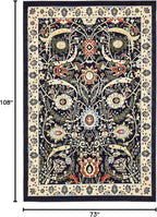 Unique Loom Espahan Collection Area Rug - Cape Cod (6' 1" x 9' Rectangle, Navy Blue/ Black)