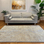 Alfa Rich 5x8 Geometric Gray Gold Washable Area Rugs for Living Room Bedroom Kitchen Cotton Rug