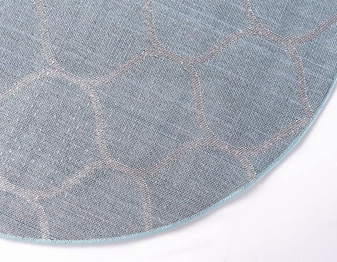 Rugs.com Lattice Frieze Collection Rug – 5' Round Light Blue Medium Rug Perfect for Kitchens, Dining Rooms