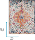 Livabliss Area Rugs - 12x18 Odelia Vintage Boho Aqua Off-White Blue Area Rug for Living Room Bedroom - Floral Medallion Stain Resistant Carpet for Kitchen, Nursery, Office (12' x 18')