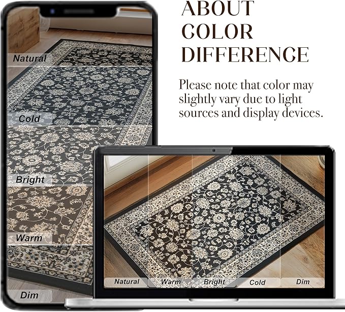 XWZO Runner Rug 2x10ft for Long Hallways, Washable Non-Slip Low Pile Area Rug with Rubber Backing, Spill Resistant Soft Vintage Floor Carpet for Kitchen Entryway Stair Landing Living Room, Black