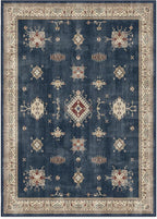 RUGGABLE Washable Vintage Area Rug – Verena Sapphire 10x14, Stain-Resistant, Non-Slip – Large Machine Washable Rugs for Living Room, Bedroom, Hallway, Entryway & Office–with Cushioned Pad