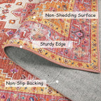 Moynesa Ultra-Thin Washable Pink Long Bathroom Rug - 2x7 Kitchen Carpet Runner, Non Skid Non Shedding Low Pile Bedroom Mat for Laundry Living Room Hall Foyer