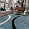 Rugshop Modern Wavy Circles Design Area Rug, Non-Shedding Carpet for Living Room, Bedroom, or Dining Room, Blue, 7'10" x 10'2"