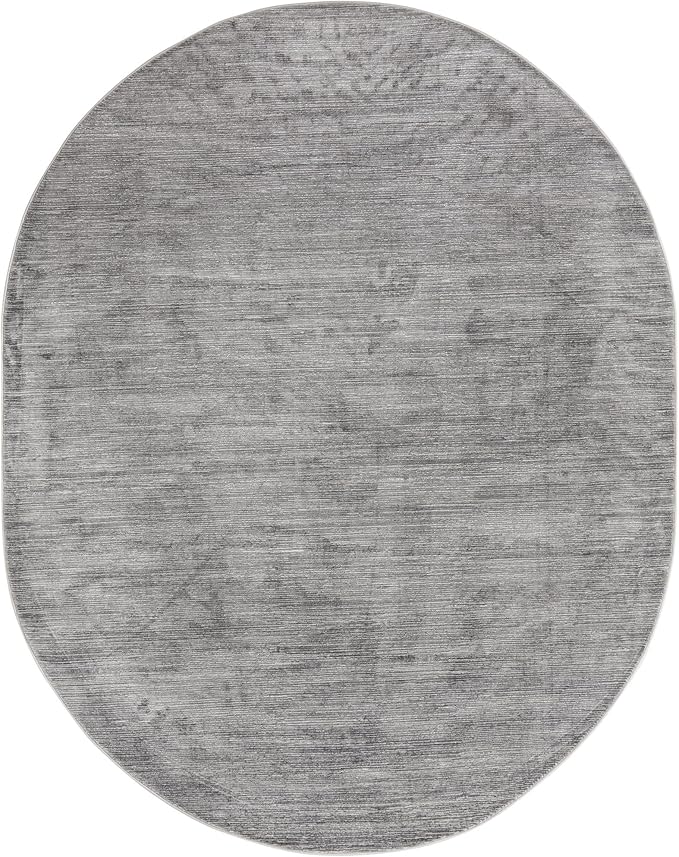 Unique Loom Finsbury Collection Area Rug - Kate (7' 10" x 10' Oval, Gray/ Ivory)