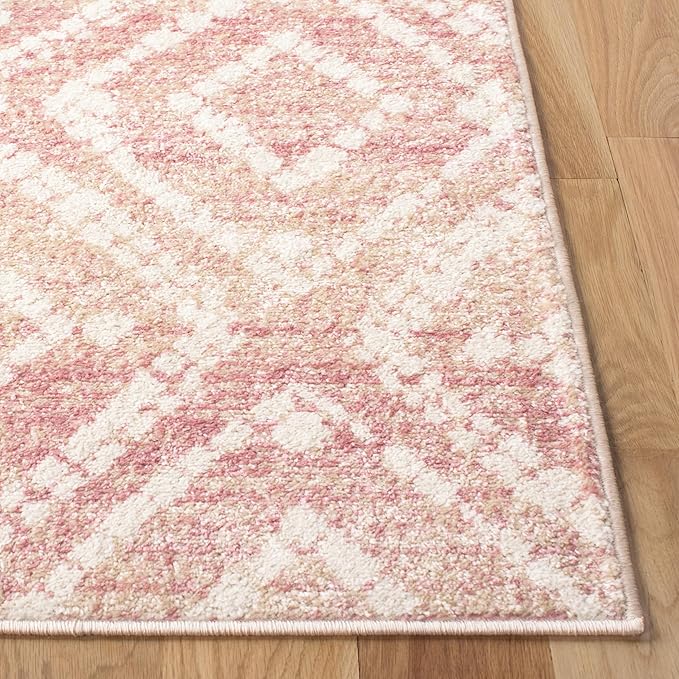 SAFAVIEH Adirondack Collection Area Rug - 9' x 12', Rose & Gold, Modern Diamond Distressed Design, Non-Shedding & Easy Care, Ideal for High Traffic Areas in Living Room, Bedroom (ADR131Q)