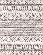 KUTA Boho Living Room Rug 8x10, Moroccan Brown Cream Washable Area Rugs 8x10 Non Slip, Ultra Soft Print Distressed Geometric Low-Pile Throw Carpet for Bedroom Nursery Dorm Decor