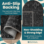 Istana Hallway Runner Rug 2x6 - Black Kitchen Rugs Non Slip Washable -Silk's Soft Touch Carpet Runner - Stylish Rug for Home