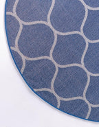 Rugs.com Lattice Frieze Collection Rug – 3' Round Navy Blue Medium Rug Perfect for Kitchens, Dining Rooms