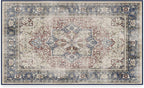 RUGGABLE Washable Vintage Area Rug – Kamran Royal Blue 3x5, Stain-Resistant, Non-Slip – Small Machine Washable Rugs for Living Room, Bedroom, Hallway, Entryway & Office–with Cushioned Pad