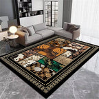 Floral Tropical Patchwork Area Rug 4x6ft, Vintage Black & Brown Country Carpet, Low Pile Non-Slip Mat for Cozy Bedroom, Dining Room, Farmhouse Decor