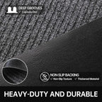Front Door Mat, 2' x 6' Heavy Duty Indoor Outdoor Welcome Mat for Entryway, Commercial Entrance, Low Profile, Non-Slip, Durable Rubber Backing for Patio, Home