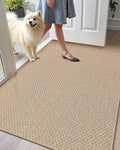 Color&Geometry Ultra Thin Indoor Door Mat Non Slip Rubber Backed Dirt Trapper 48"x72"(Rolled-up NO Creases), Rugs for Entryway, Front Door Mat Indoor Washable Low-Profile Entry Mat, Khaki