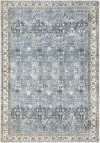 Bloom Rugs Washable Non-Slip 6' x 9' Rug - Blue/Beige Traditional Area Rug for Living Room, Bedroom, Dining Room, and Kitchen - Exact Size: 6' x 9'