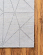 Rugs.com Lattice Trellis Collection Rug – 10 Ft Runner White Low-Pile Rug Perfect for Hallways, Entryways