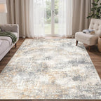 Bavni 6x9 Area Rugs Machine Washable Rug for Living Room, Modern Printed Rug Indoor Soft Area Rug for Bedroom Dining Room, Ultra-Thin Low Pile Carpet with Non Slip Rubber Backing, Beige Gray