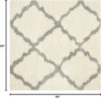 SAFAVIEH Dallas Shag Collection Area Rug - 8' Square, Ivory & Grey, Trellis Design, Non-Shedding & Easy Care, 1.5-inch Thick Ideal for High Traffic Areas in Living Room, Bedroom (SGD257F)