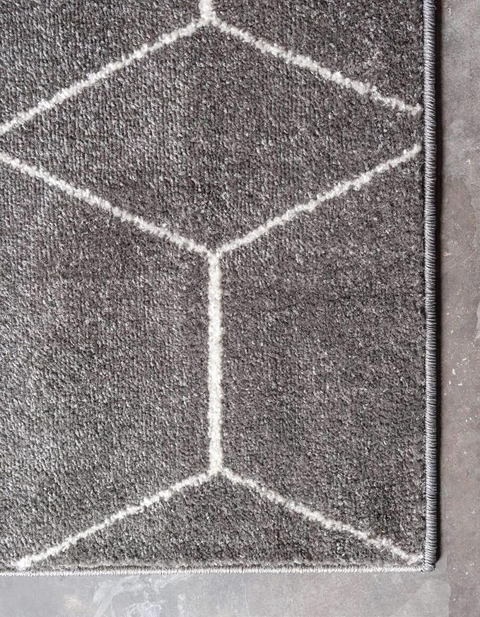 Unique Loom Trellis Frieze Collection Area Rug - Geometric (8' Square, Dark Gray/ Ivory)