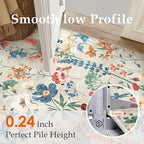 Floral Runner Rug 3x7 Washable Hallway Long Beige Bedroom Carpet Non Slip Indoor Boho Kitchen Low Pile Accent Rug Lightweight Soft for Bathroom Dining Laundry Living Room