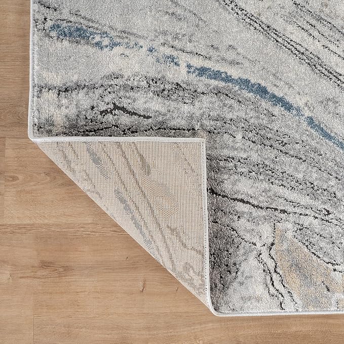 Rugshop Marble Swirl Distressed Gray Area Rug 2' 3" x 12' Runner Ideal for Hallway, Kitchen, Entryway, or Behind The Sofa