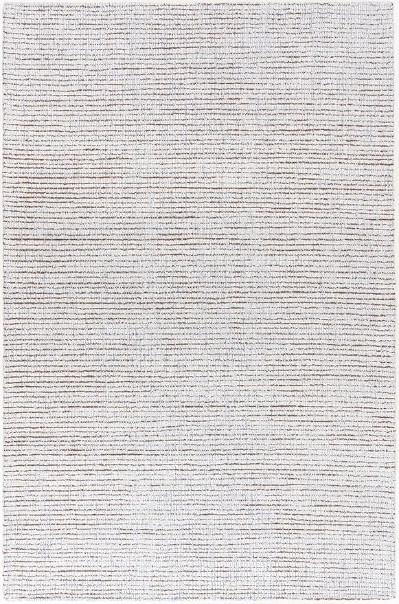 Hand-Tufted 100% Wool Pile Area Rug – Geometric Textured Grid Check Pattern – Thick and Durable Floor Carpet for Bedroom, Living Room, Kids Room, and Dining Area (Light Brown, 9' x 11')