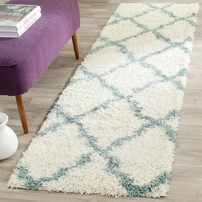 SAFAVIEH Dallas Shag Collection Accent Rug - 2'3" x 4', Ivory & Dark Grey, Trellis, Non-Shedding & Easy Care, 1.5-inch Thick Ideal for High Traffic Areas in Foyer, Living Room, Bedroom (SGD257H)