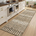 2x8 Machine Washable Runner Rug, Kitchen Hallway Area Rug, Brown Vintage Moroccan Rug Ultra Non-Slip Low Pile Soft Faux Wool Carpet, Kids and Pets Friendly for Bedroom Entryway Bedside Decor Rug