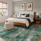 GENIMO Abstract Area Rug 8x10, Washable Large Modern Rug Non Slip, Low Pile Lightweight Soft Carpet for Living Room, Bedroom, Dining Room, Turquoise