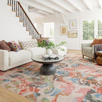 Dash & Albert Bloom Multi Machine Washable Rug, 6 X 9 Feet, Blue/Ivory Floral Pattern