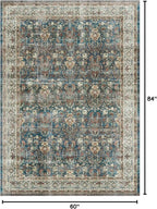 Dripex Vintage 5x7 Area Rugs - Large Washable Area Rug for Living Room Bedroom Oriental Medallion Floral Print Floor Carpet Low-Pile Indoor Soft Non-Slip Accent Rug Farmhouse Home Office Decor