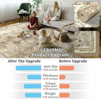 8x10 Machine Washable Area Rug for Living Room, Brown Modern Vintage Abstract Rug Large Non-Slip Low Pile Soft Faux Wool Carpet, Kids and Pets Friendly for Bedroom Dining Room Farmhouse Home Decor Rug