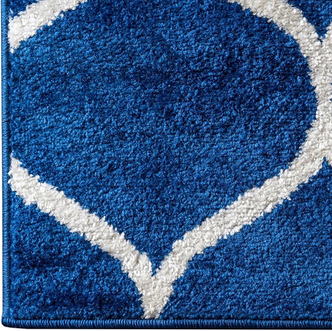 Rugs.com Lattice Frieze Collection Rug – 8' Square Navy Blue Medium Rug Perfect for Living Rooms, Kitchens, Entryways