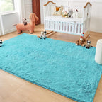 Andency Blue Soft Area Rugs for Living Room Bedroom, 5x8 Fluffy Shaggy Bedside Rug, Non-Slip Large Shag Fuzzy Plush Carpets for Bedroom Kids Dorm Nursery Home Decor Aesthetic