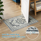 Dripex Vintage Washable Area Rug - 2x4 Indoor Door Mat Oriental Medallion Accent Throw Rug Distressed Foldable Non-Slip Low-Pile Bathroom Kitchen Rug for Entryway Laundry Room Living Room Bedroom