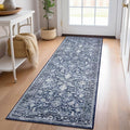 KILOCOCO Hallway Runner 2x6 Rug Runner Printed Vintage Floral Washable Kitchen Runners Non-Slip Rubber Backed Runners for Hallways Laundry Room Distressed Boho Rugs for Entryway Bedroom, Blue
