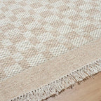Mark&Day Wool Rugs, 4x6 Clinten Solid and Border Tan Checkered Rug, Tan Ivory Carpet for Living Room, Bedroom or Kitchen (3'6" x 5'6")