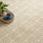 Dash & Albert Layers Ochre Hand Hooked Wool Rug, 9.5 X 13.5 Feet, Yellow/Orange Geometric Pattern - Premium Luxury Hotel Quality Soft Breathable Hypoallergenic Machine Washable Easy Care All Season