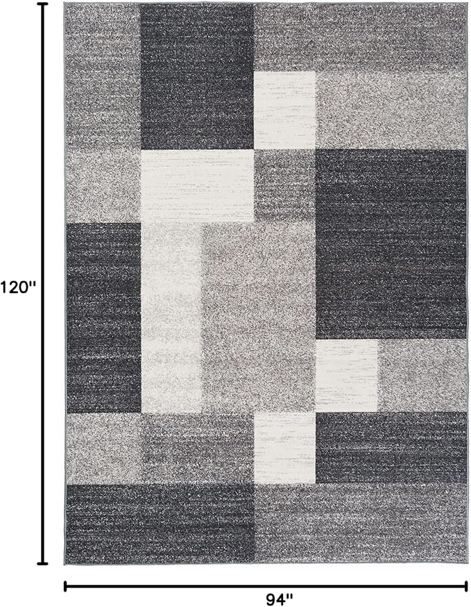 Rugshop Modern Boxes Design Non-Slip (Non-Skid) Area Rug 8 x 10 (7' 10" x 10') Gray