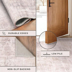 Modern Washable Bedroom Area Rug 5x8, Abstract Rugs for Living Room, Dining Room, Kids Room Girls, Pink and Grey Distressed Medallion Pattern, Non Slip Low Pile Stain Resistent