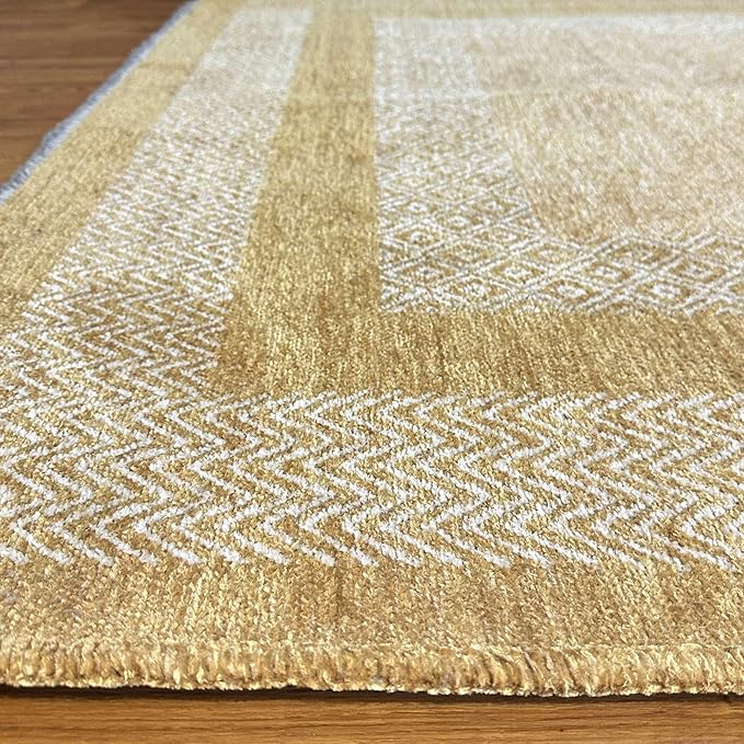 Alfa Rich 7x10 Amber Gold Washable Area Rugs for Living Room Bedroom Kitchen Dining Cotton Rug