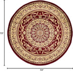 Unique Loom Versailles Collection Traditional Classic Medallion Floral Motif Area Rug (6' 0 x 6' 0 Round, Burgundy/ Ivory)