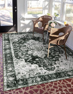 Moynesa Ultra-Thin Washable Vintage 5x7 Area Rugs - Large Boho Living Room Rug Non-Slip Non-Shedding Stain Resistant Indoor Floor Carpet for Bedroom Dining Room Entryway, Black/White